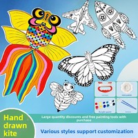 Kit de cerf-volant à peindre soi-même Yuglow – Cerf-volant vierge à dessiner – Ensemble éducatif parent-enfant pour la peinture et le gribouillage – Cerf-volant artisanal fait main pour enfants