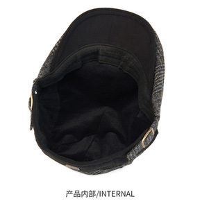 Topi Ivy Pria Motif Kotak-kotak Musim Gugur Musim Dingin Gaya Inggris, Topi Ivy Wol Campuran Hangat untuk Pria - Product Image 6