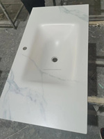 Évier intégré en pierre frittée flexible à flexion thermique Évier de salle de bain Lavabo en pierre artificielle Évier en pierre frittée en porcelaine