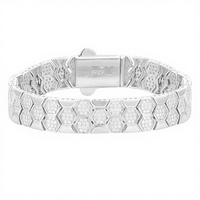Bracelet unisexe classique en argent 925 plaqué or blanc avec moissanite taille brillant 5 carats et perle d'eau douce en nid d'abeille pour anniversaire