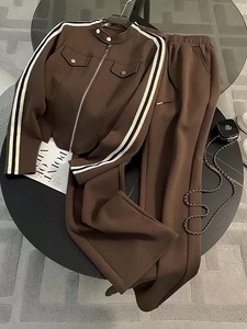 Completo Sportivo Casual Streetwear Taglie Forti da Donna, Set Due Pezzi Primaverile con Top Corto con Cappuccio e Pantaloni Larghi con Spacco - Product Image 6