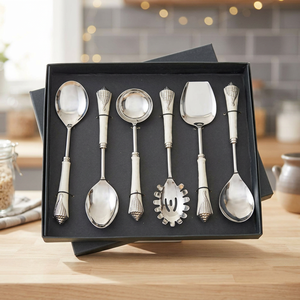 Juego de Cucharas para Servir Plateadas, Diseño Clásico, Acabado Espejo, Mango Largo, Utensilios de Cocina Duraderos para Bodas y Eventos - Product Image 5