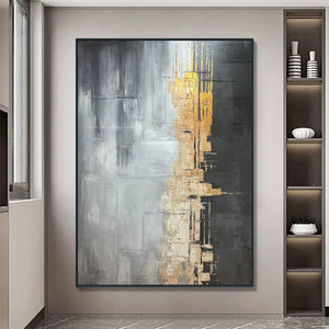 Đen Vàng Kích Thước Lớn Tùy Chỉnh Hiện Đại Tường Nghệ Thuật Trừu Tượng Handmade Trừu Tượng Sơn Dầu Trên Vải Lanh Vải Nghệ Thuật Cho Phòng Khách - Product Image 4