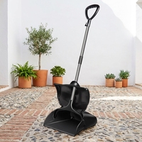 Ensemble balai et pelle à poussière noirs coupe-vent Deepen pour le nettoyage domestique en plastique