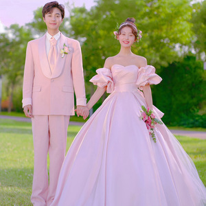 Pink Ball Gown Wedding Dress Sweetheart Neckline Empire Waist Tulle Fabric For Outdoor Studio Photography Elegant Youthful Style - Product Image 5