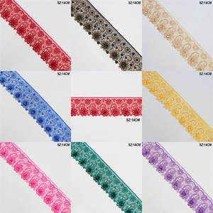 Nhiều Màu Hoa <span class=keywords><strong>Crochet</strong></span> Ren Cắt Tỉa Với Rhinestone Kim Loại Thêu 14Cm Rộng Thêu Sequin <span class=keywords><strong>Trim</strong></span> Bán Buôn - Product Image 2