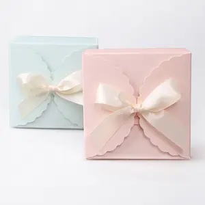 彩色简约方形折叠包装盒现货粉色糖果礼品白卡小纸盒婚礼小礼品盒