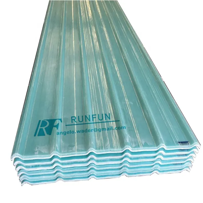 Tragaluz de techo corrugado, fibra de vidrio FRP transparente