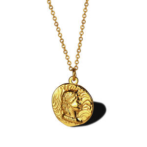 สร้อยคอจี้เหรียญทอง 18k PVD ลายเอลิซาเบธ ดอลลาร์ พระแม่มารี พร้อมจี้เหรียญนักบุญคริสโตเฟอร์ทรงกลม สแตนเลสสตีล สำหรับสวดมนต์ - Product Image 3