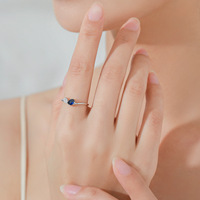 Style chaud en gros bleu pierre Zircon anneau pour les femmes en argent Sterling 925 bijoux nouvelle bague à la mode bijoux fins