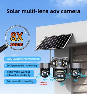 Vente directe d'usine, caméra solaire WiFi PTZ <span class=keywords><strong>sans</strong></span> <span class=keywords><strong>fil</strong></span>, étanche IP66, audio bidirectionnel, sécurité extérieure, caméra CCTV solaire avec carte SIM 4G - Product Image 1