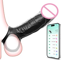 Manchon d'extension réaliste avec application, 9 modes de vibration, pour l'extension et l'agrandissement du pénis masculin, jouet pour adultes