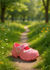 Zoccoli con Plateau e Perle Stile Mary Jane Estivi con Punta Chiusa Morbidi Leggeri in Plastica per Donne e Ragazze Taglia 24 - Product Image 2