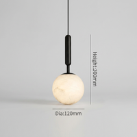 Lustre suspendu long à 5 têtes en albâtre naturel, éclairage incandescent CRI 90, durée de vie de 50 000 heures, en laiton, pour plafond
