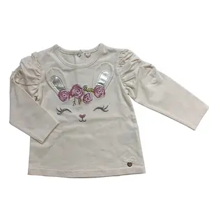 Kinderen Lange Mouw T-Shirt Custom Logo Afdrukken 100% Katoenen Baby Meisje T-Shirts