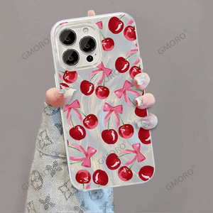 Coque de téléphone TK Yusha en plumes de cerisier, très prisée, pour iPhone 15, 16/17 <span class=keywords><strong>Pro</strong></span> Max, avec nœud scintillant, antichoc, pour femme - Product Image 3