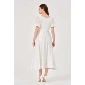 ชุดราตรีผ้าซาตินทรงเอไลน์คอวีหรูหราพร้อมเอวทรงเอ็มไพร์สวมใส่สบายสำหรับผู้หญิง - Product Image 2