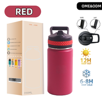 Bouteille d'eau isotherme en acier inoxydable à double paroi de 12 oz, avec couvercle en silicone anti-fuite, personnalisable avec logo JH016, pour le sport, en gros