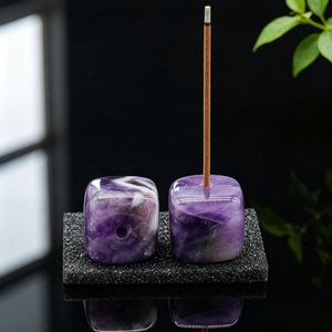 자수정 로즈쿼츠 큐브 향꽂이 미니 원석 크리스탈 향로 명상 홈데코용 - Product Image 5