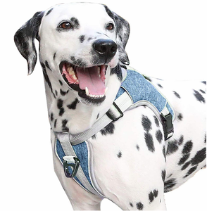 Conjunto de arnés y correa para perros de primera calidad, chaleco de tela vaquera suave para mascotas, correa reflectante ajustable sin tirones para <span class=keywords><strong>collar</strong></span> de perro para cachorros y perros - Product Image 2