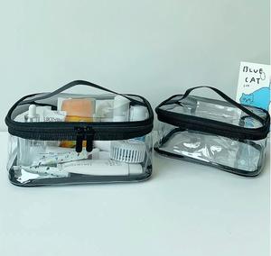 Sacs cosmétiques en TPU transparent mat imperméable, en cuir PU, en plastique, personnalisés, imprimés, pour femmes, sac de maquillage de voyage avec poignée - Product Image 3