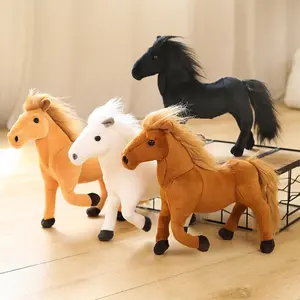 Decorações de mesa personalizadas para presentes, animais de pelúcia macios realistas, brinquedos de cavalo de pelúcia, atacado promocional