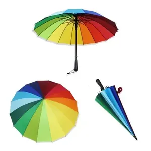 Parapluie Arc-en-ciel Renforcé Fier 95cm Ouverture Automatique Format de Poche Décoration de Plafond de Mariage Forme d'Étoile Moderne Décoration en Plastique - Product Image 3