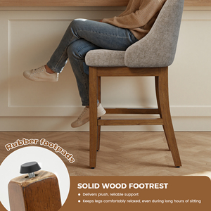 Ergonomic Modern Wing Arm Bar <b>Stools</b> High Density Foam <b>Cushion</b> Footrest Durable Solid Wood Frame for Outdoor Hotel Mall - Product Image 3