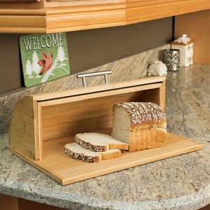 Boîte à pain en bambou semi-circulaire pour le rangement sur table, idéale pour le pain et les collations en cuisine, avec fonction planche à découper - Product Image 1
