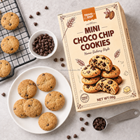 Biscuits à la crème sucrée et aux pépites de chocolat à la saveur café, marque privée, fabrication sur mesure pour la distribution en supermarché