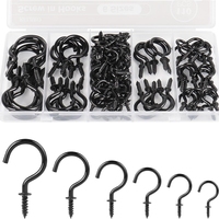Crochets à vis noirs auto-taraudeurs pour bois, crochets de suspension métalliques pour plafond, quincaillerie de décoration intérieure