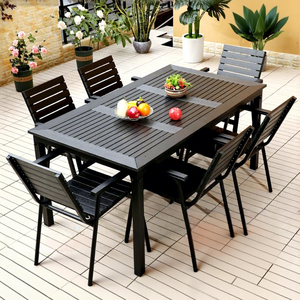 Ensemble complet de salle à manger pour patio et <span class=keywords><strong>terrasse</strong></span>, table et chaises d'extérieur avec parasol cantilever pour jardin domestique - Product Image 3