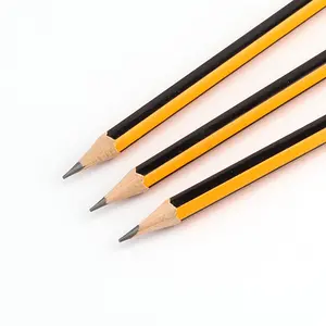 Erasable Pencil Hexagonal HB Pencil With Eraser Basswood Yellow Barrel Office Use Pencil
