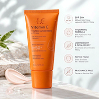 Crème solaire hydratante à la vitamine E, marque privée, 50 ml, SPF 50, éclat naturel, acide hyaluronique, non grasse, pour peaux grasses, protection solaire
