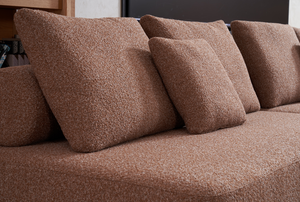 Minimalist Modern Brown Boucle Free Splicing Armless <b>Floor</b> Couch Soft for Fabric Modular Apartment Living Rooms - Product Image 4