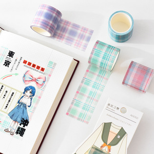 Nuovi adesivi per account a mano ragazza plaid uniforme plaid adesivi in materiale fatti a mano fai da te e nastro washi in carta - Product Image 4