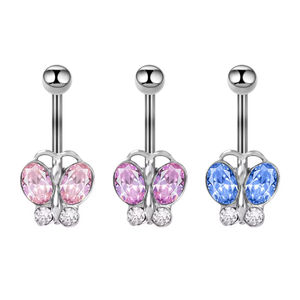Mode acier inoxydable multicolore multi-style Zircon nombril anneau femme <span class=keywords><strong>sens</strong></span> papillon ventre Piercing ongles décoratifs - Product Image 6