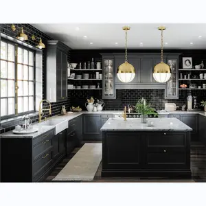 CBMmart French Kitchen Cabinets Modern Apartment Kitchen Cupboard RAL Lacquer Shaker Kitchen Cabinets Full Set Furniture