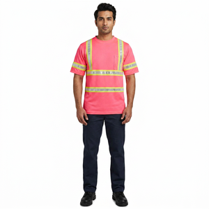 เสื้อยืดสะท้อนแสงความปลอดภัยสูงสำหรับผู้ชาย ระดับ 2 กันน้ำ ไฟ LED กระพริบ โลโก้สั่งทำได้ แขนสั้น ชุดทำงาน - Product Image 1