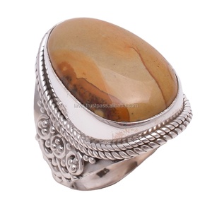 Natural Wild <b>Horse</b> Jasper Ring <b>for</b> <b>Women</b> 925 Sterling Silver Handmade Fine Silver Classic Style Party Wedding Jewelry From India - Product Image 1