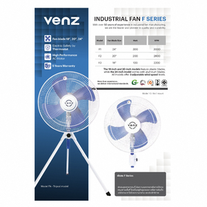 Ventilateur industriel VENZ à pales bleues de 18 pouces, mural, F30C, écoénergétique, pour l'industrie, les bureaux extérieurs, les hôtels et les foyers - Product Image 1