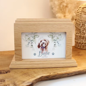 Modern Solid Oak Eco-Friendly Pet Urn Personalised <b>Dog</b> & Cat Ashes Casket Wooden Memorial for Pet's <b>Remembrance</b> - Product Image 1