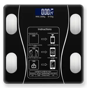 Bathroom Scale With LCD Display Personal Digital Bluetooth Body Fat Scale Electronic Weighing Scales Tempered Glass ABS Plastic