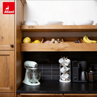 Armoire de cuisine sur mesure Alland, style campagnard américain rétro, vintage, en chêne blanc, pour maison de campagne