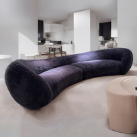 Sofá Seccional Minimalista de Tela Blanca en Forma de Media Luna, Sofá Circular Moderno para Vestíbulo de Hotel, Sofá Circular de Cachemira con Forma Especial