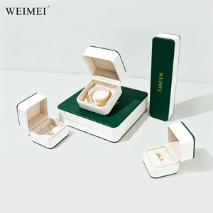 WEIMEI Custom Logo Top Quality green PU Leather Jewelry <b>Box</b> with Suede Insert for Ring Necklace Bracelet <b>Gift</b> jewelry Packaging - Product Image 2