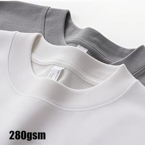 เสื้อยืดปักลาย280gsm 300gsm 320gsm เฮฟวี่เวท100% เสื้อยืดผ้าฝ้ายพิมพ์โลโก้ได้ตามต้องการ - Product Image 1
