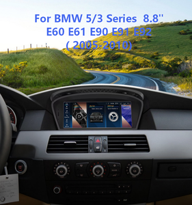 Autoradio Android 14 8,8 pouces 128 Go 8 cœurs avec écran et CarPlay pour BMW Séries <span class=keywords><strong>3</strong></span> et 5 (E60, E61, E62, E63, E90, E91, E92, E93) CIC/CCC 4G - Product Image 1