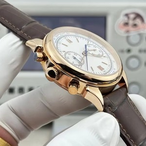 Montre Vintage en Corne de Vache Étanche 2026 Nouveau Boîtier Or Rose Chronographe Mécanique Manuel Homme Luxe Style 1955 - Product Image 3