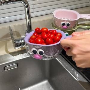 Wholesale Double Drain <b>Basket</b> <b>with</b> <b>Handle</b> Multi-purpose Storage Household Fruit Vegetable <b>Plastic</b> Acces - Product Image 4